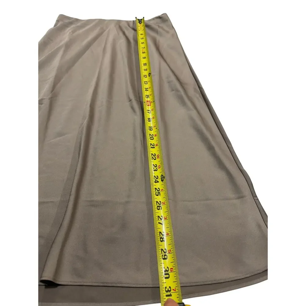 J. Crew women's Gwyneth Slip Sz S midi skirt satin neutral beige or taupe
